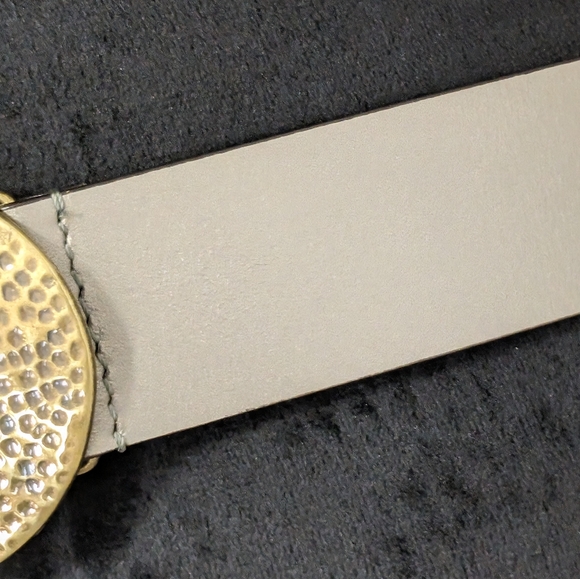 Chico's Genuine Leather Adjustable Pewter Tone Belt S/M - Picture 3 of 11